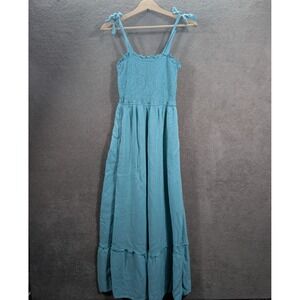 Zesica Dress Womens Size S‎ Teal Tie Shoulder Summer Lined